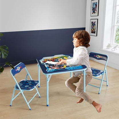 Marvel Avengers 3-Piece Kids Activity Table and Chair Set – Square Table with 2 Folding Chairs, Superhero-Themed Furniture for Ages 3+, Ideal for Playroom, Arts & Crafts, or Snacks
