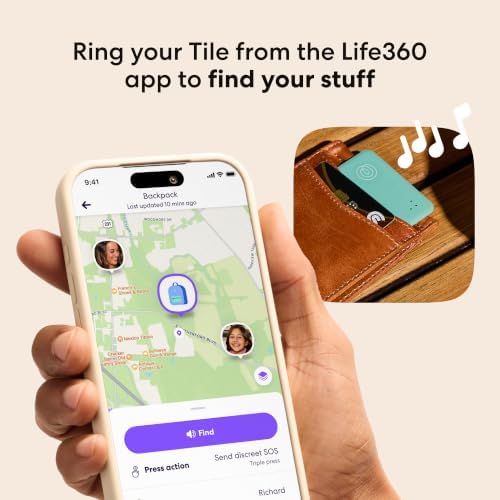 Life360 Tile Slim - Wallet Finder, Bluetooth Tracker and Item Locator for Luggage Tags, Passports and More. Both iOS and Android Compatible. Phone Finder. 1-Pack (Slate)