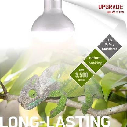 Reptile Heat Bulb Lamp, 2-Pack 100W Daylight Basking Spot, Bearded Dragon/Turtle/Lzard/Gecko Light Bulb, UVA Heat Lamp, Basking Light for Reptiles