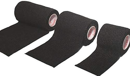 12 Pack Premium Vet Wrap - Self Adhesive Bandage Wrap & Athletic Tape - 4" x 5 Yards Elastic & Self-Sticking Cohesive Bandage for Pets, Sports, Wrists & Ankles - Black by Prairie Horse Supply
