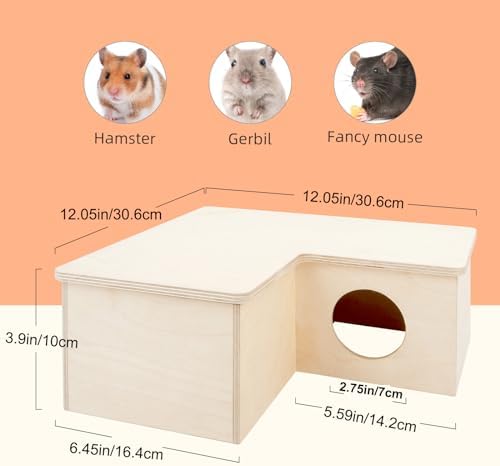 Niteangel Multi-Chamber Hamster House Maze: 1 Entrance 3 Rooms Maze Habitat