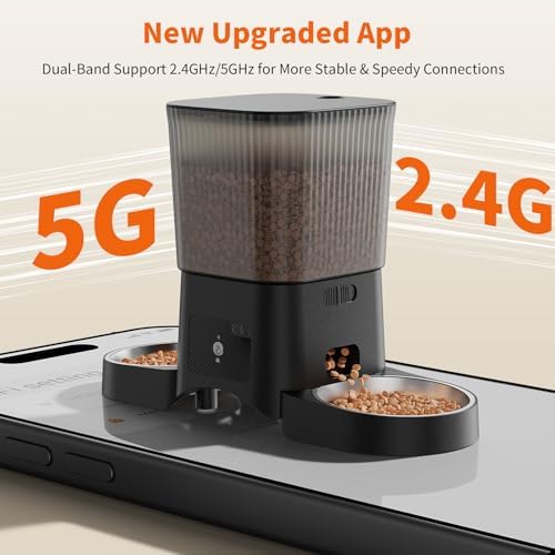 HoneyGuaridan Automatic Cat Feeder for 2 Cats,2.4G/5G WiFi APP Control
