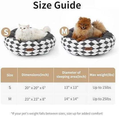 ZOMISIA Cat Beds for Indoor Cats, Cute Donut Kitten Beds for Small Dog, Round Plush Bed for Puppy and Large Cats, Anti-Slip Bottom, Grey