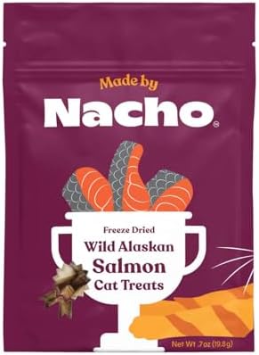 Made by Nacho Freeze-Dried Cat Treats - Healthy, Limited Ingredient Cat Treats - High Protein, Nutrient-Rich Crunchy Treats. (Wild Alaskan Salmon (.7 oz))
