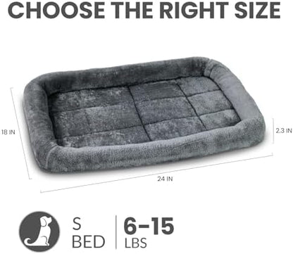 Patas Lague Small Dog Bed Bolster Pet Crate Mat 24''x18'' Dark Grey