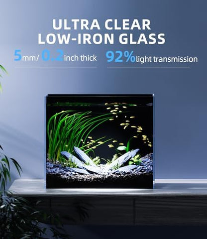 3 Gallon Glass Fish Tank Rimless with Black Background Rectangular Tank