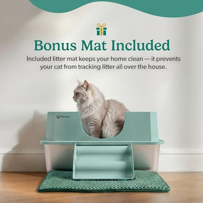 PetCove IronPaws Stainless Steel Enclosed Litter Box, XL Kit, 3 in 1 Design