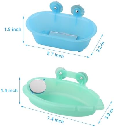 Wontee Bird Bath with Mirror for Small Birds Budgie Parakeet Cage, 2 Pcs