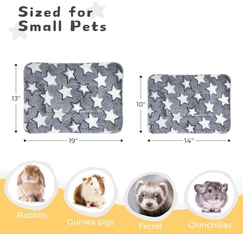 4-Pack Rabbit Bed, Fleece Washable Bunny Mat, 19"x13"