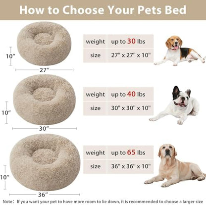 WNPETHOME Large Round Calming Dog Bed Cat Bed for Comfy Sleep