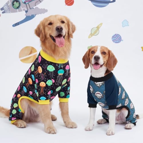XPUDAC Dog Pajamas Clothes for Small Dogs Boy Girl, Doggie Pjs Dog Onesies Outfits Pet Clothes for Dog Cat Christmas Pajamas, 4 Styles (Universe, XX-Large)