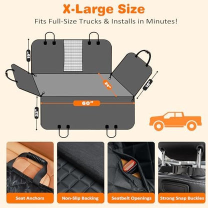 URPOWER XL Dog Seat Cover for Full-Size Truck Back Seat, Waterproof Hammock