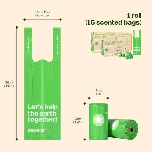 Deo Doo Dog Poop Bags with Handles, 270 Bags, Sakura Scented