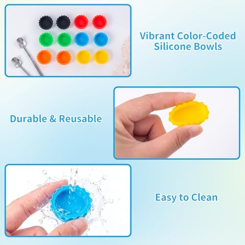 Gecko Feeding Bowls 12Pack Silicone Small Cups Reusable Food Water Dish Terrarium Bowls with 2 Feeding Spoon for Crested Gecko Leopard Gecko Lizards Snails Hermit Crabs Small Reptile