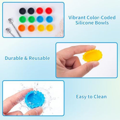 Gecko Feeding Bowls 12Pack Silicone Small Cups Reusable Food Water Dish Terrarium Bowls with 2 Feeding Spoon for Crested Gecko Leopard Gecko Lizards Snails Hermit Crabs Small Reptile