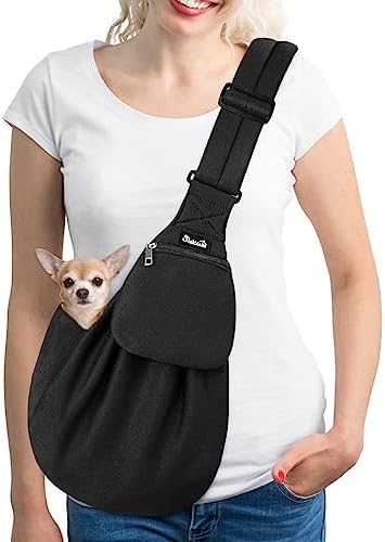 SlowTon Dog Carrier Sling - Thick Padded Shoulder Strap Adjustable, DB, S