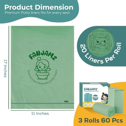 [80 Count] Potty Bags for Portable Toilet - OK Compost Certified Bathroom Trash Can Bags - 5 Liters Leak-Proof Perfect Disposable Potty Liners for Toddlers & Pets