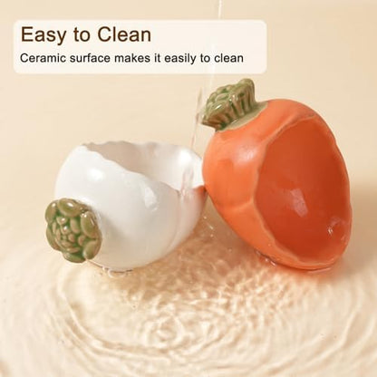 2 Pack Ceramic Hamster Food Bowl Anti-Tip Chew-Proof Water Dish