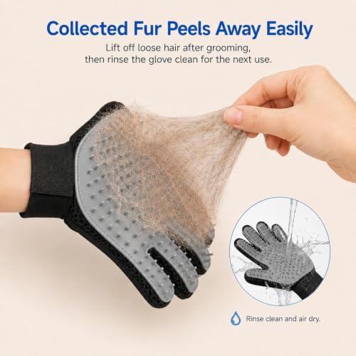 NVNAN Pet Hair Removal Glove for Dogs & Cats, 2-Pack Gray