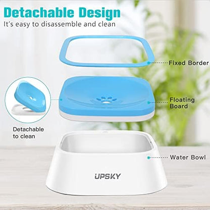 UPSKY 35oz No-Spill Pet Water Bowl, Slow Water Feeder for Dogs and Cats