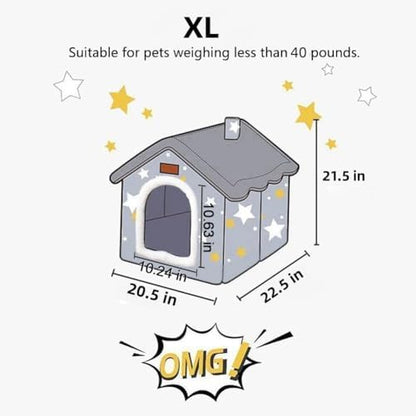 BXEBUI Dog House Indoor Memory Sponge, Foldable Dog House Kennel Bed Mat with Cushion for Small Medium Large Dogs Cats, Winter Warm Cat Nest Puppy Cave Sofa Pet Products (XL)