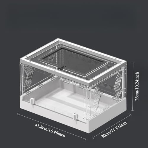 Large Portable Reptile Tank with Multi-Observation Perspective Foldable and Bottom Pulley, Ideal Habitat for Gecko, Frog, Spider and so on (White Extra Large)