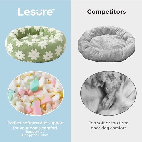 LE SURE Shown on TV Jacquard Donut Dog Bed Medium Size,Green 30x30x8in