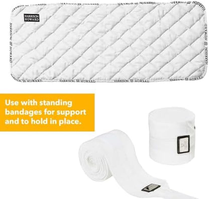Harrison Howard Quilted Horse Leg Wraps, Standing Wraps for Horses Stable & Recovery, Soft Padded Horse Bandage Liners-White L