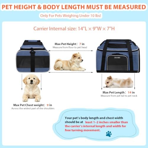 Petskd Top and Side Expandable Small Pet Carrier Airline Approved, Blue