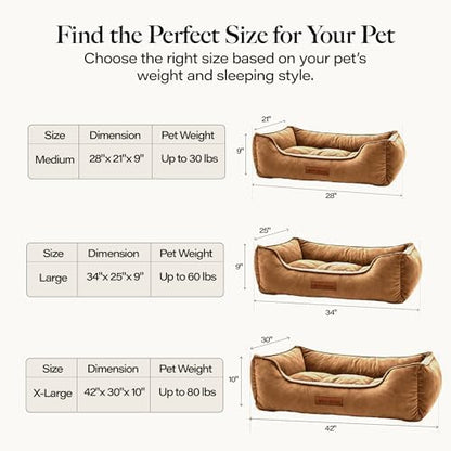 Modern Threads Luxury Dog Bed - Comfortable Tufted Velvet Cushion for Small to Large Dogs - Machine Washable - Durable & Cute Sleep Space for Pets - Pamper Your Pet with Cozy Beds - Caramel