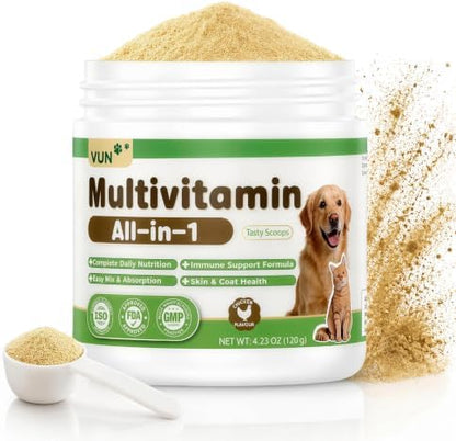 VUN Pet The Daily Dog Vitamins Supplements Multivitamin Powder for Dogs - Supports Whole Body Health, Digestion, Mobility & Immunity with Collagen, Glucosamine & Probiotics