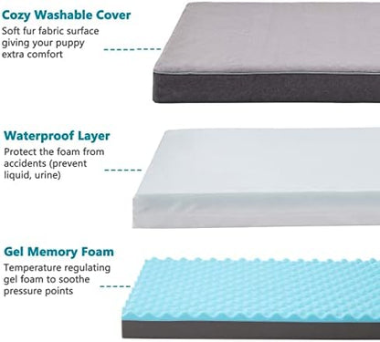 Orthopedic Memory Foam Dog Bed, Cooling Dog Beds for Extra Large Dogs -Waterproof Pet Bed for Crate with Removable Washable Cover, XL(41inch,90Lbs)