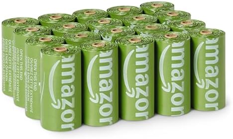 Amazon Basics Dog Poop Bags Rolls, 70% Recycled Plastic Waste Bags for Poop, Leak-Proof, 13 x 9 in., 300-Pack