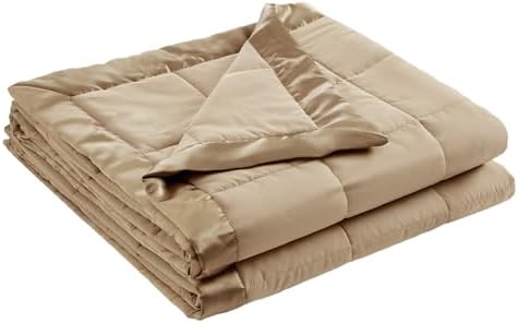 Madison Park Down Alternative King Size Blanket for Bed, Satin Trim, Brown