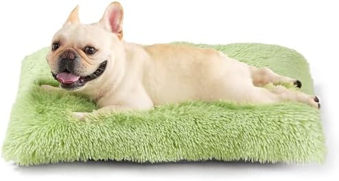 EHEYCIGA Fluffy Dog Crate Bed for Medium Dogs, Plush Crate Pad, Green