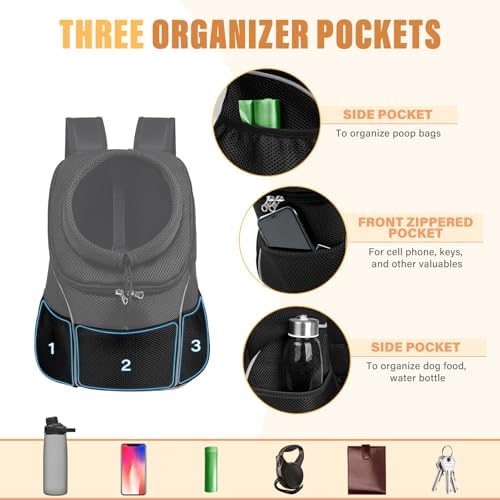 YUDODO Dog Front Carrier Backpack, Adjustable Breathable Dog Backpack