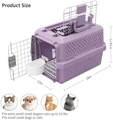 RIZZARI Crate Small Animal Carrier: Secure Lock Ventilated Shell Design