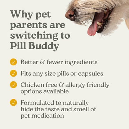 Presidio Earthly Pill Buddy Naturals - Chicken Recipe Pill Hiding Treats for Dogs - Make A Perfect Pill Concealing Pocket Or Pouch for Any Size Medication - 90 Servings