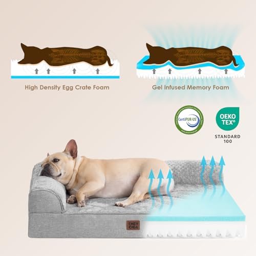 EHEYCIGA Orthopedic Dog Bed, Medium Memory Foam Dog Bed, Grey