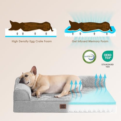 EHEYCIGA Orthopedic Dog Bed, Medium Memory Foam Dog Bed, Grey