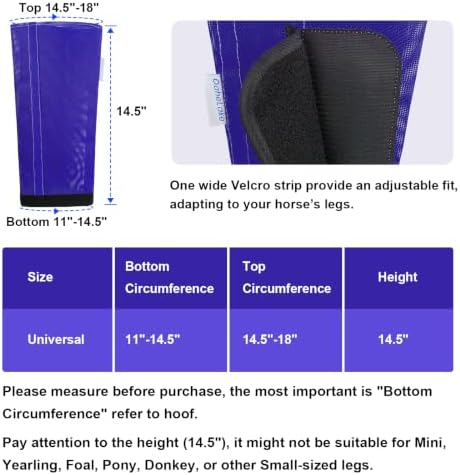 Fly Boots for Horses Set of 4, Equine Loose Fitting Leggings (Royal Blue)