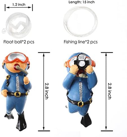 2-Pack Floating Little Diver, Aquarium Decorations for Fish Tanks