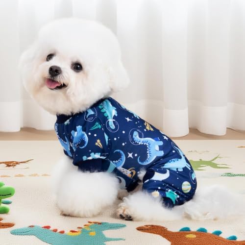 XPUDAC 4 Pack Dog Pajamas for Small Medium Sized Doggie Comfy Strechy Dog Pjs for Boy Puppy Clothes Cat Onesies Pet Outfits, M