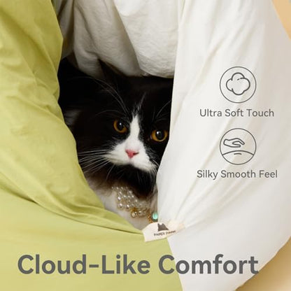 Cat Marshmallow Cave Bed, Plush Hideaway Washable Round Cushion (Green)