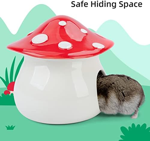 Niteangel Ceramic Hamster Habitat Hideout: Mushroom-Shaped & Non-Chewable