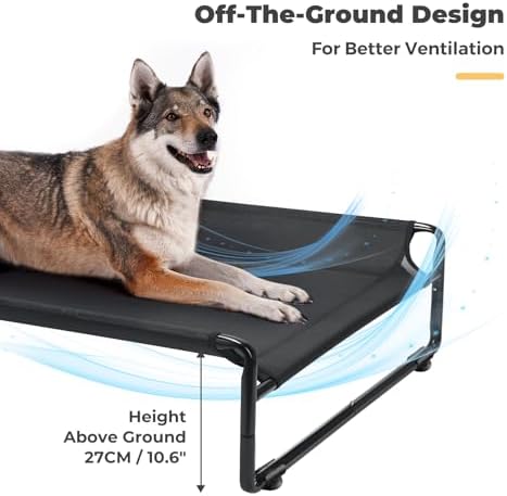 Veehoo Outdoor Elevated Dog Bed, Cooling Raised Dog Beds for Large Dogs