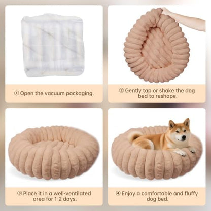 Donut Dog Beds Large Sized Dog Washable Plush Pet Bed,36in Brown