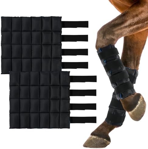 Ice Boots for Horses, Horse Ice Boots, Black & Blue, 2 Pack