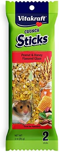 Vitakraft Crunch Sticks Peanut & Honey Flavored Glaze Hamster Treat (2 Sticks), 3 oz