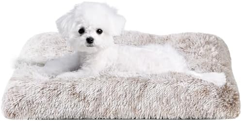EHEYCIGA Fluffy Dog Crate Bed for Small Dogs, Plush Crate Pad, Brown